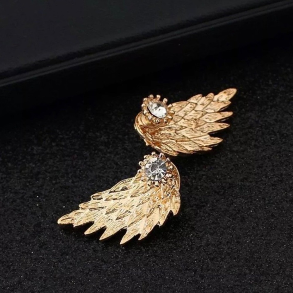 Wing Rhinestone 2 Pieces Earrings - Picture 2 of 3